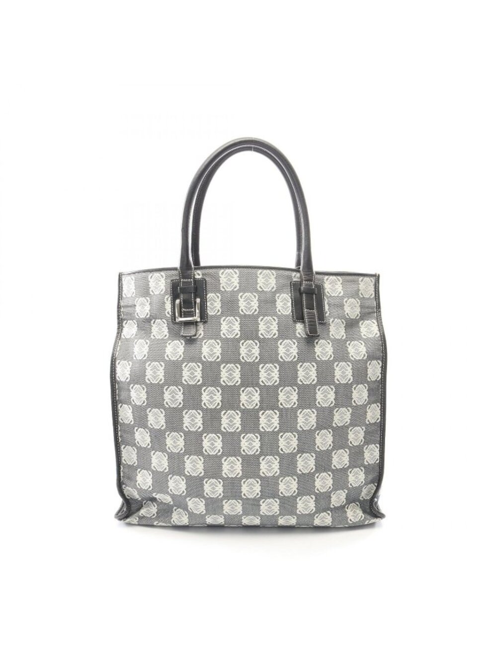 Loewe Tote Bag Anagram Gray Black Canvas Leather